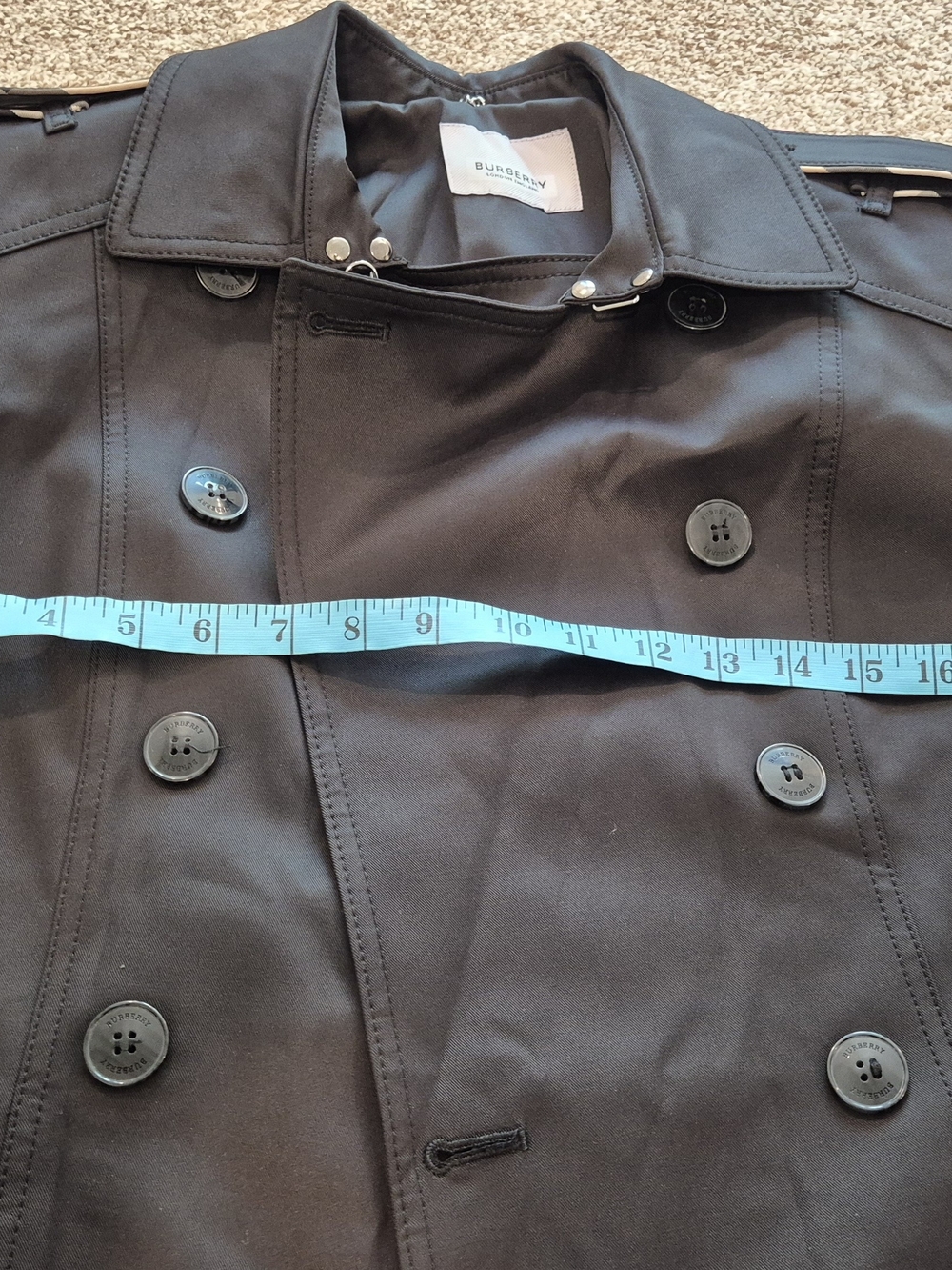 Burberry Women’s Black Double-Breasted Trench with Signature Check Trim - Picture 5 of 7